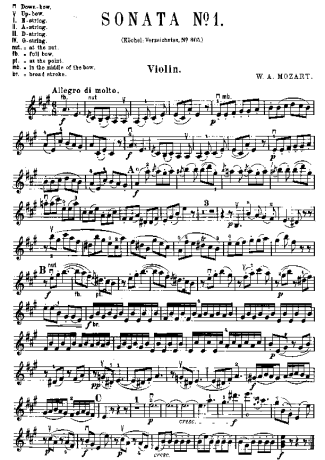 Mozart  score for Violin