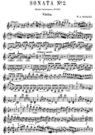 Mozart  score for Violin