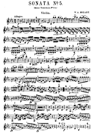 Mozart  score for Violin