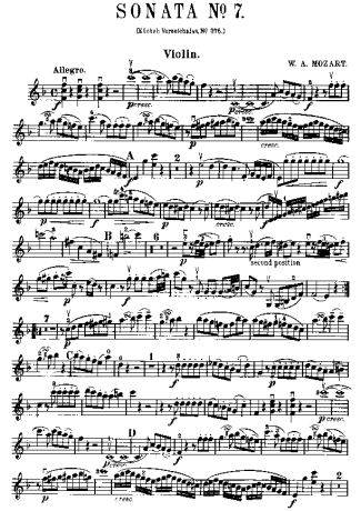 Mozart  score for Violin