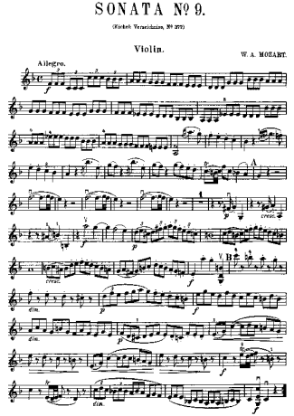 Mozart  score for Violin