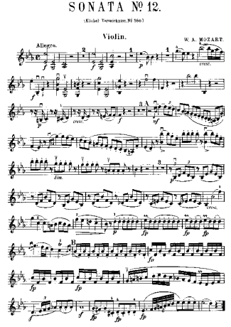 Mozart  score for Violin