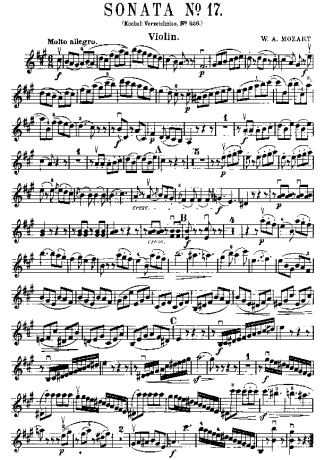 Mozart  score for Violin