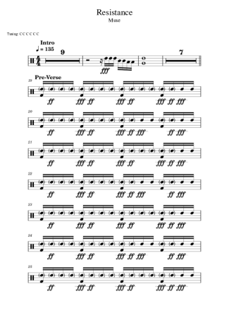 Muse Resistance score for Drums