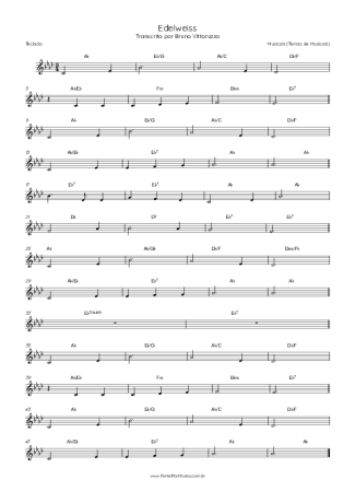 Musicals (Temas de Musicais) Edelweiss (The Sound Of Music Theme) score for Keyboard