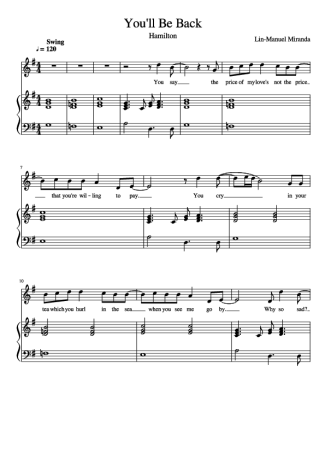 Musicals (Temas de Musicais) Youll  Be Back score for Piano