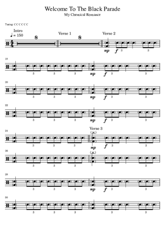 My Chemical Romance  score for Drums