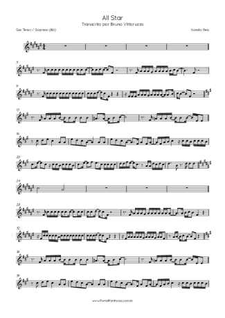 Nando Reis  score for Tenor Saxophone Soprano (Bb)