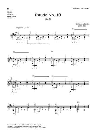 Napoléon Coste  score for Acoustic Guitar