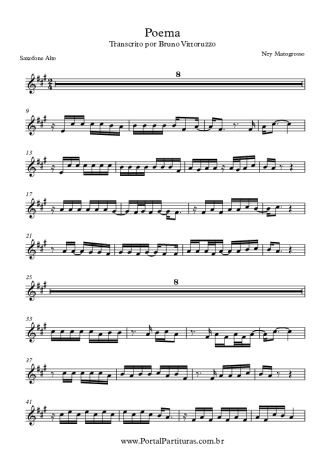 Ney Matogrosso Poema score for Alto Saxophone