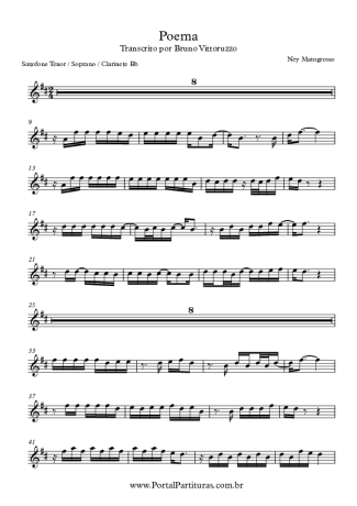 Ney Matogrosso Poema score for Tenor Saxophone Soprano (Bb)