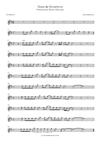 Ney Matogrosso Rosa De Hiroshima score for Clarinet (C)