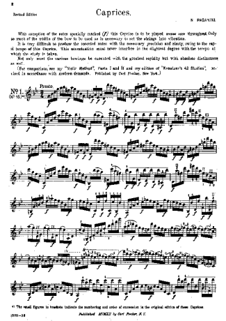 Niccolò Paganini  score for Violin