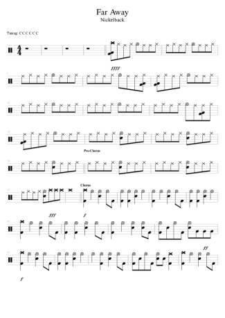 Nickelback Far Away score for Drums