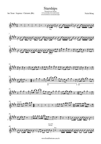 Nicki Minaj Starships score for Clarinet (Bb)