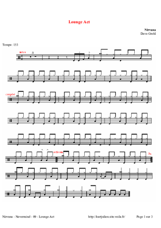 Nirvana Lounge Act score for Drums