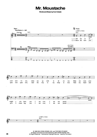 Nirvana Mr Moustache score for Bass