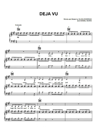 Olivia Rodrigo Deja Vu score for Piano