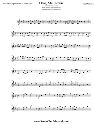 One Direction  score for Clarinet (Bb)