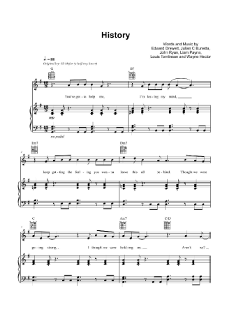 One Direction History score for Piano