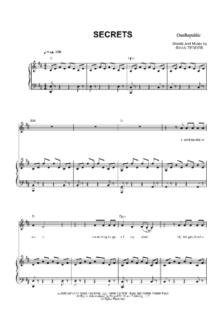 OneRepublic  score for Piano