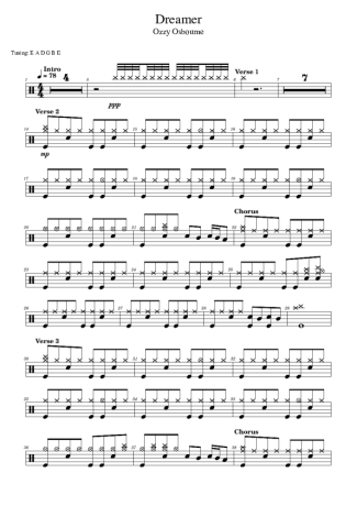Ozzy Osbourne Dreamer score for Drums
