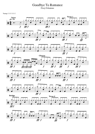 Ozzy Osbourne Goodbye To Romance score for Drums