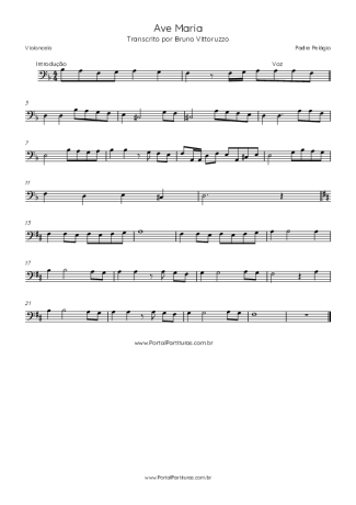 Padre Pelágio Ave Maria score for Cello