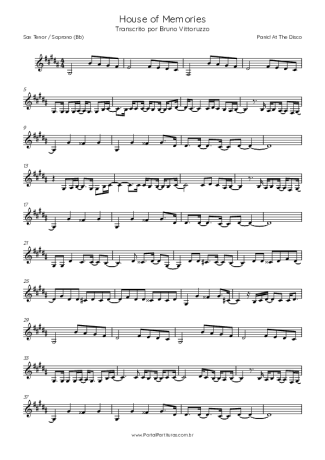 Panic! At The Disco  score for Tenor Saxophone Soprano (Bb)