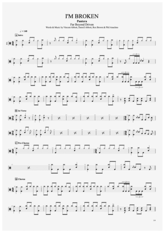 Pantera  score for Drums