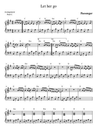 Passenger  score for Piano