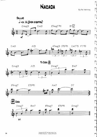 Pat Metheny Nacada score for Guitar