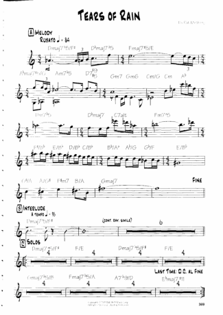 Pat Metheny Tears Of Rain score for Guitar