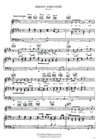 Paul McCartney Ebony And Ivory score for Piano