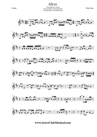 Pearl Jam  score for Violin