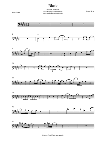 Pearl Jam Black score for Trombone