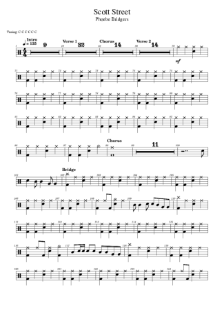 Phoebe Bridgers Scott Street score for Drums