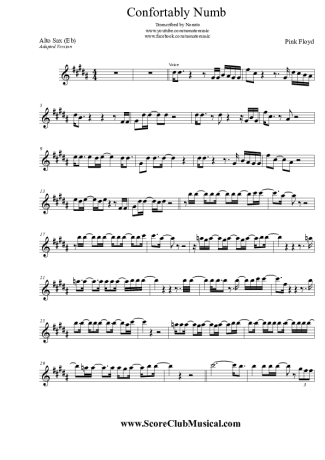 Pink Floyd  score for Alto Saxophone