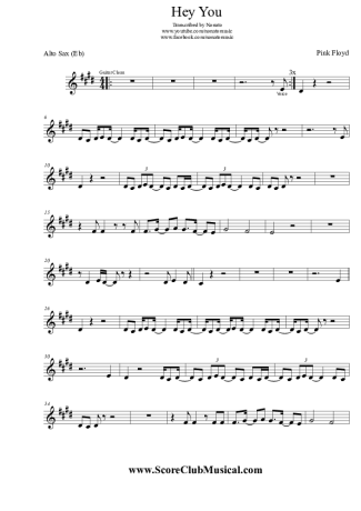 Pink Floyd  score for Alto Saxophone