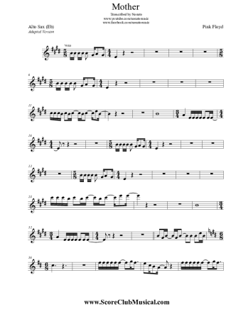 Pink Floyd  score for Alto Saxophone