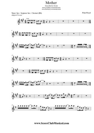 Pink Floyd  score for Clarinet (Bb)