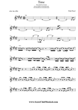 Pink Floyd  score for Alto Saxophone