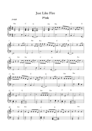 Pink Just Like Fire score for Piano