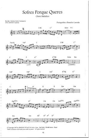 Pixinguinha Sofres Porque Queres score for Clarinet (C)