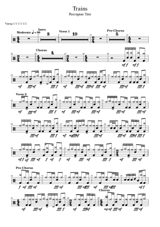 Porcupine Tree Trains score for Drums