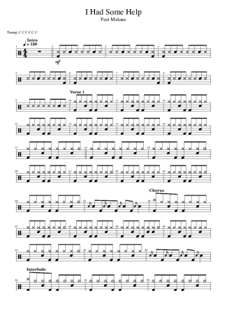 Post Malone I Had Some Help (feat. Morgan Wallen) score for Drums