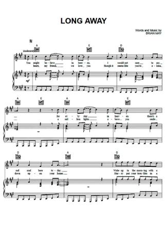 Queen Long Away score for Piano