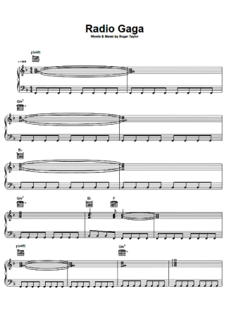 Queen Radio Ga Ga score for Piano