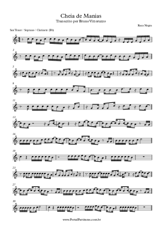 Raça Negra Cheia De Manias score for Tenor Saxophone Soprano (Bb)