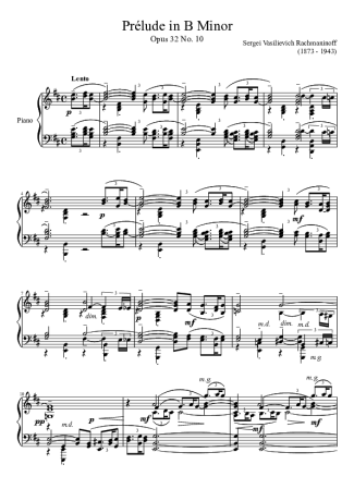 Rachmaninoff  score for Piano